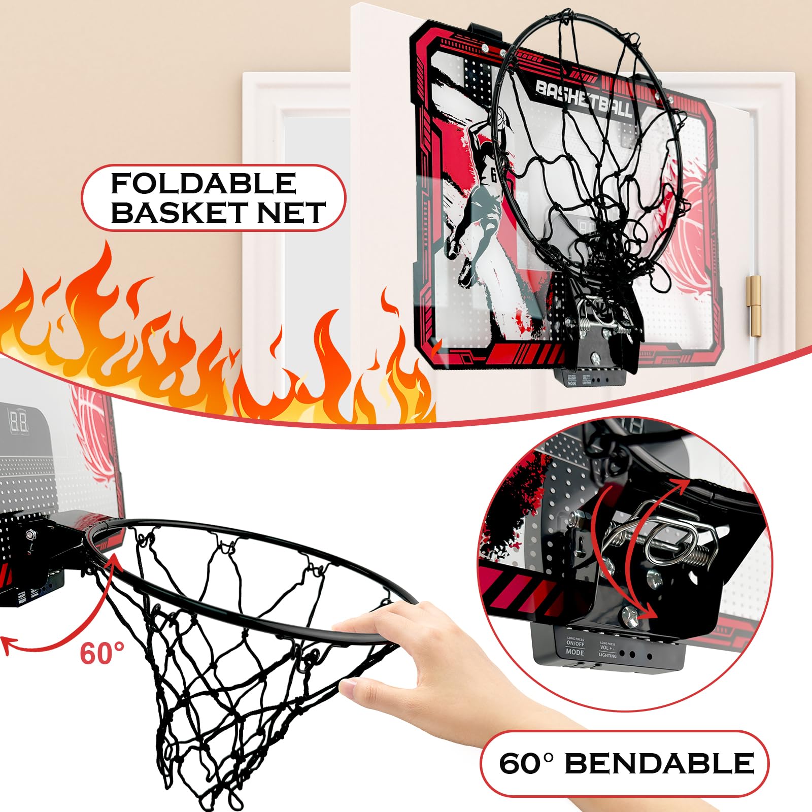 TALGIC Basketball Hoop Indoor for 5 6 7 8 9 10 11 12 Year Old Boys Girls