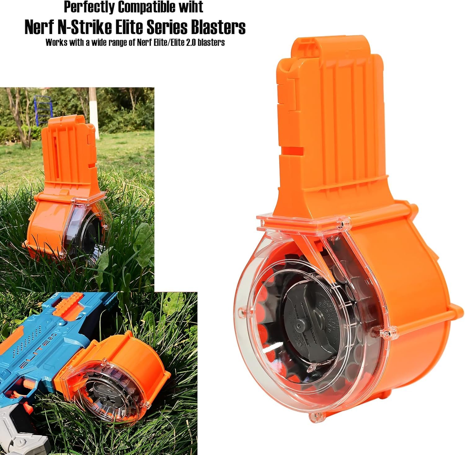 25 Round Drum Magazine for Nerf N-Strike Elite Series with 30 Refill Foam Darts Compatible with Nerf N-Strike Elite Series Blasters (14+ Use Only)