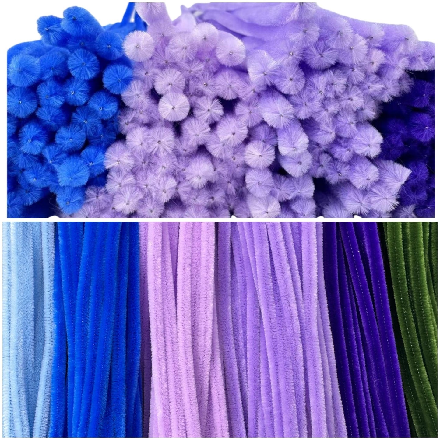 SYMHHA 300Pcs Pipe Cleaners Craft Kit for Flower Bouquets, 6Colors Thick Chenille Stems with Floral Accessories,DIY Art Creative School Crafts