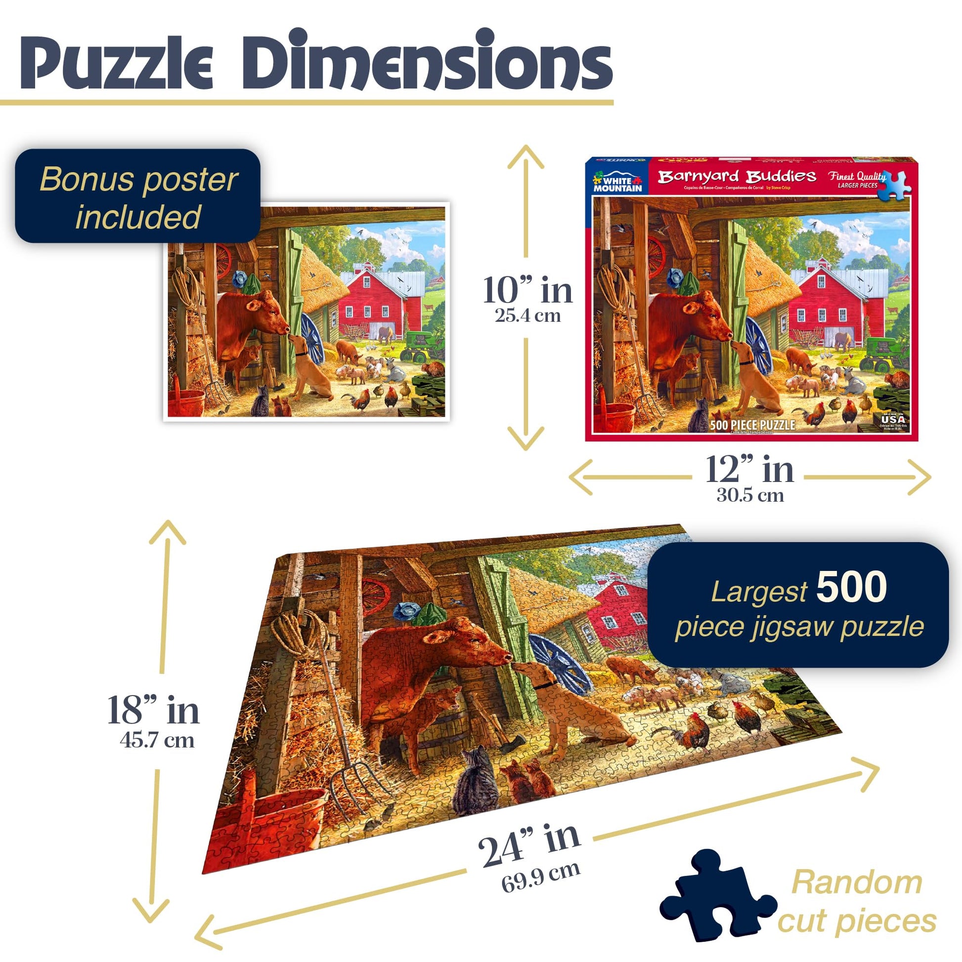 White Mountain Puzzles Barnyard Buddies - 500 Piece Jigsaw Puzzle