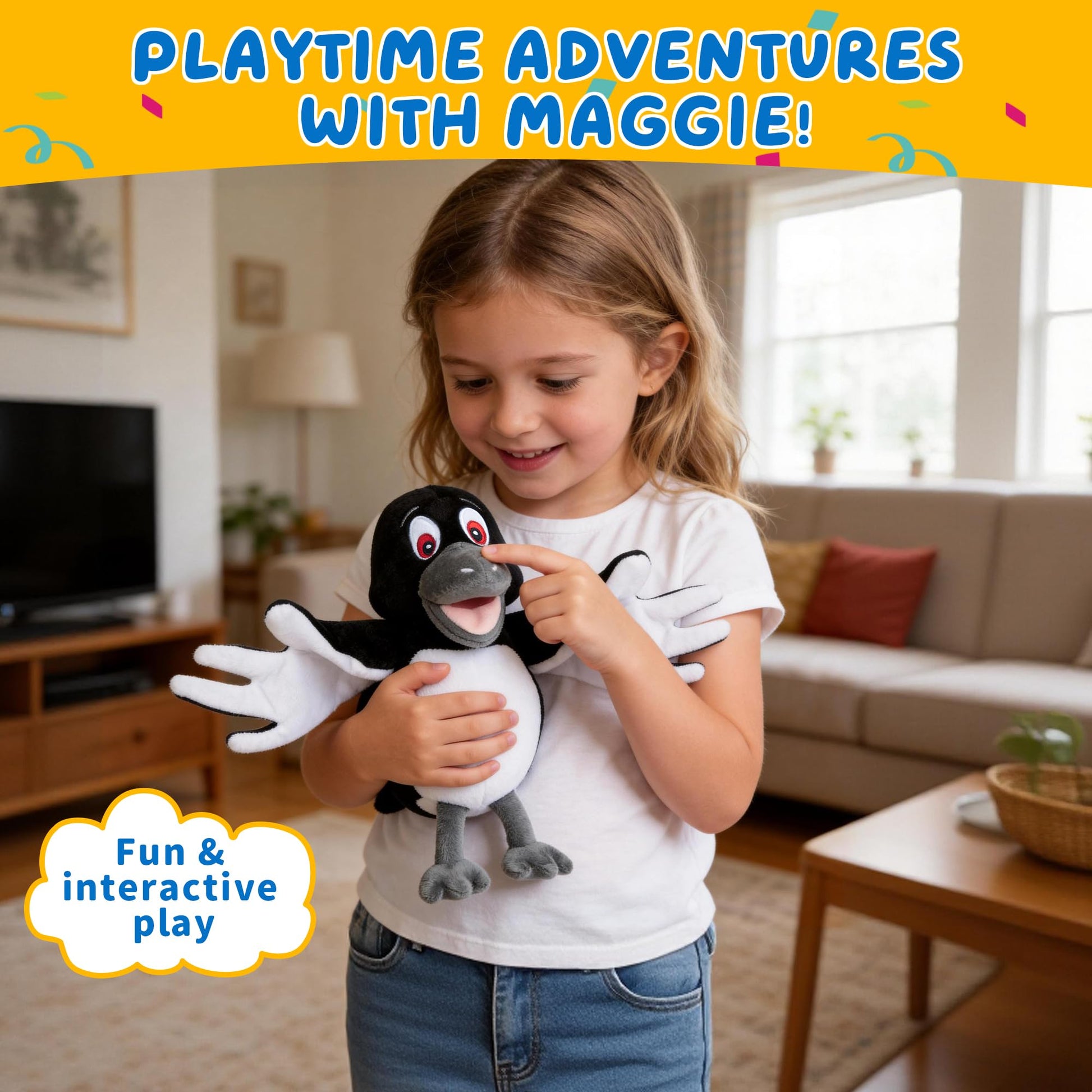 STEVE and MAGGIE Plush Toy - Official Maggie Bird Doll, Soft Stuffed Character Doll for Kids, Preschool Learning Companion, Storytime & Bedtime Plush