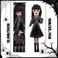 DANONI Addams Toys,Long Sleeve Dots Dress,Red Lips,Black High Heels and Black Hair,Made to Move Addams Dolls,Birthday Idea Gifts (Striped Doll +