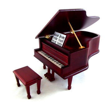 1:12 Scale Mahogany Piano with Bench #D4120
