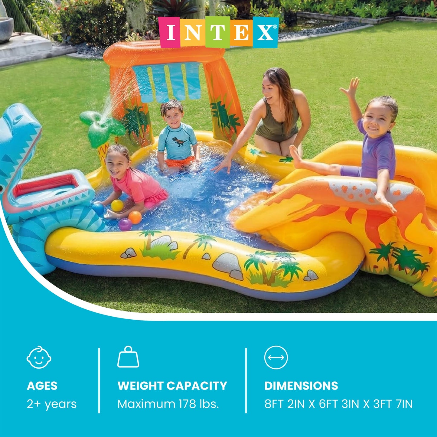 INTEX Dinosaur Inflatable Swim Center & Kiddie Pool for Outdoor Play