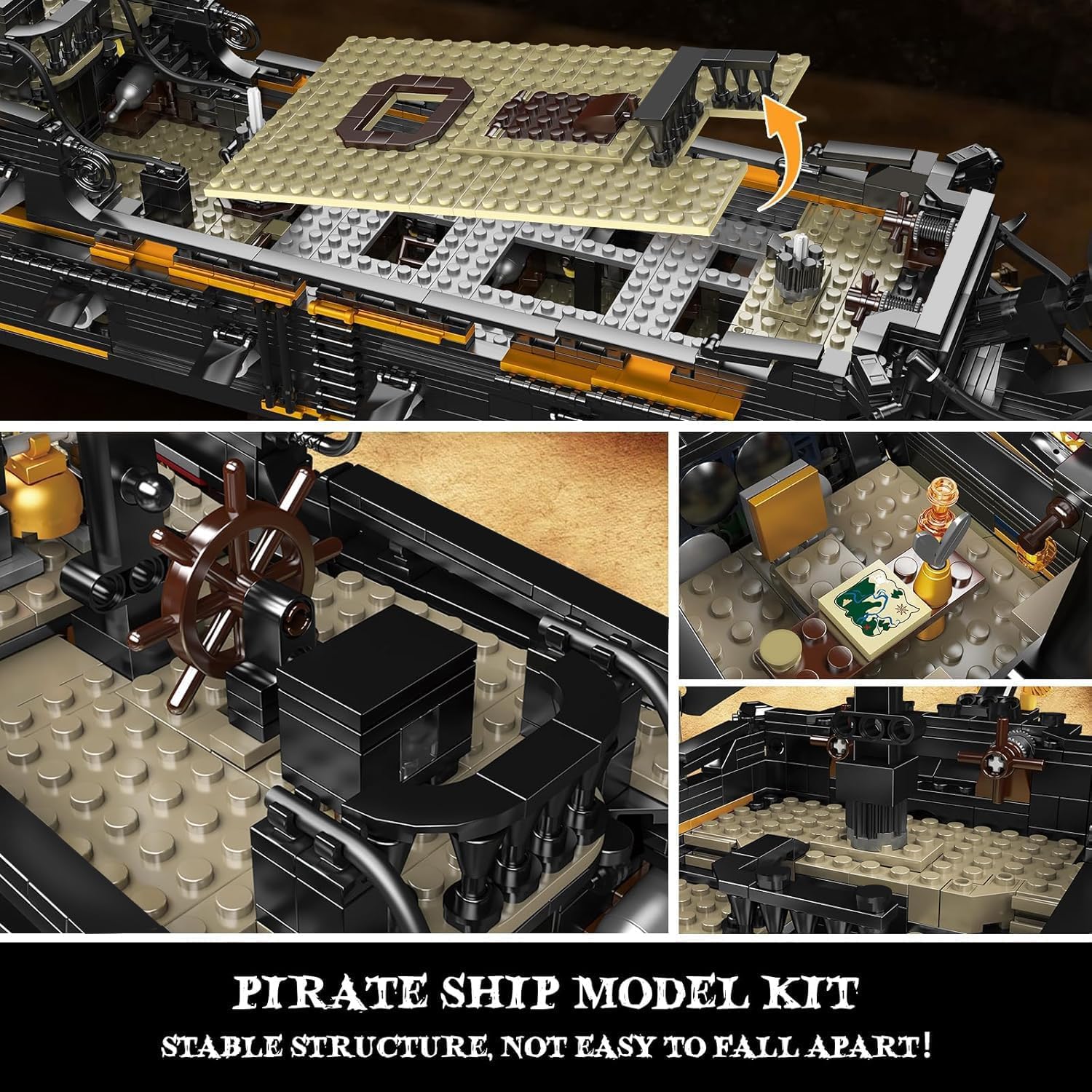 Mould King 13199 Pirates Ship Model Building Blocks Kits, MOC Large Black Pearl Sailboat Model Construction Set to Build, Gift for Age 14+/Adults