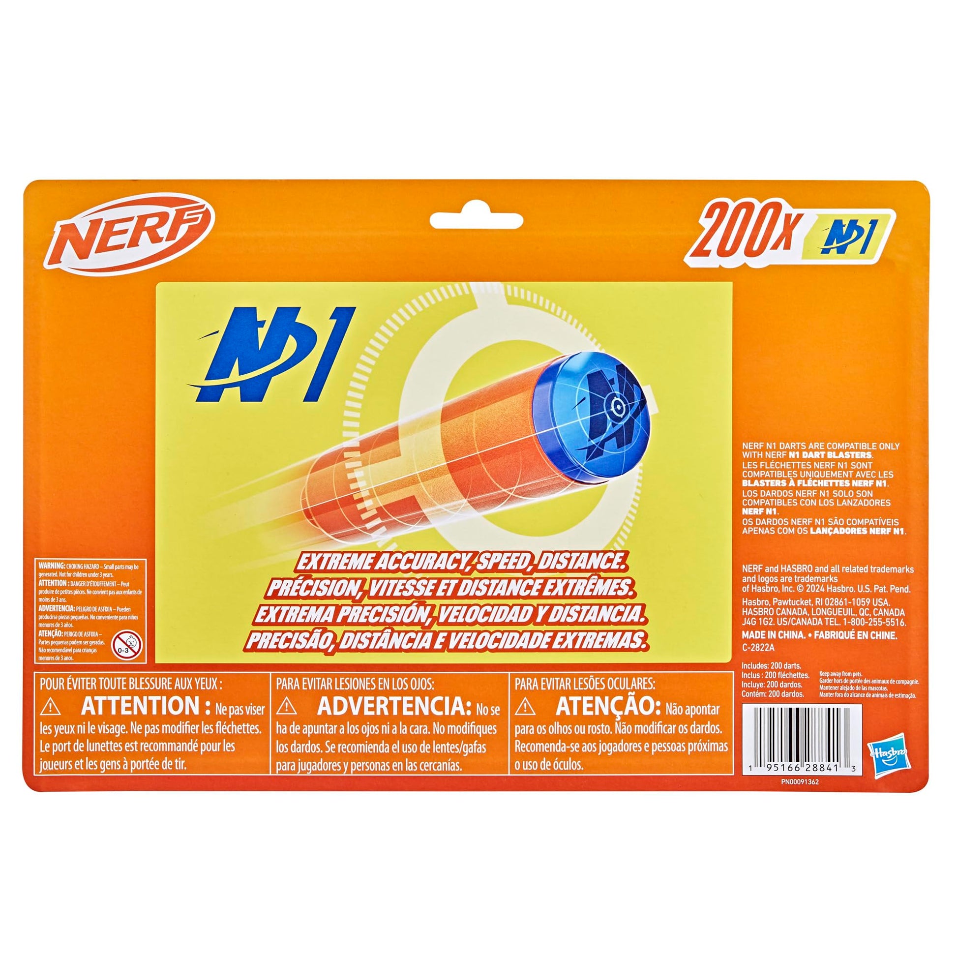 Nerf N Series N1 Dart Refill Pack, Includes 200 Darts, Compatible Only with Nerf N Series Blasters, Outdoor Games, Ages 8+