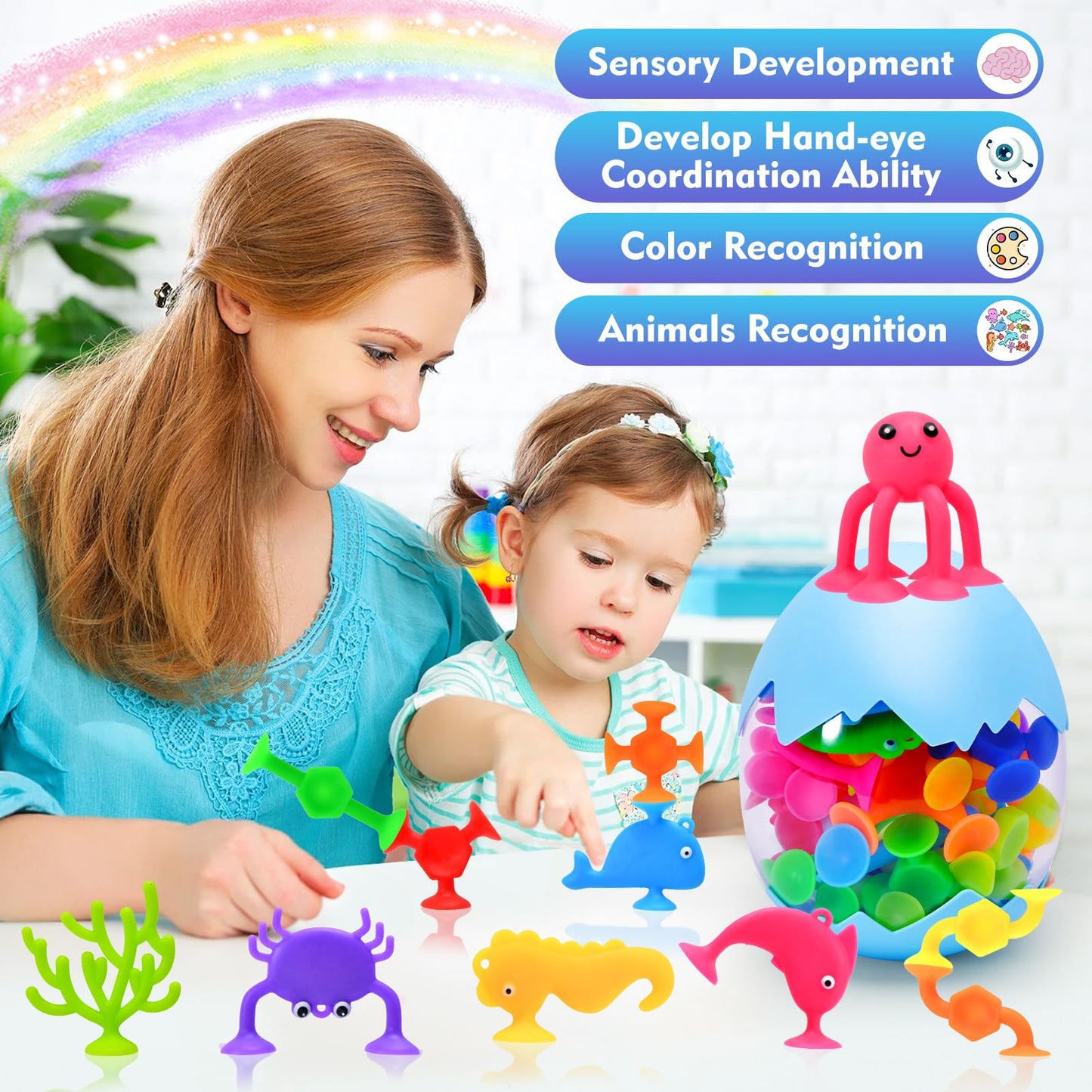 HYSZXUS Bath Toys - 27 PCS Suction Cup Toys Bathtub Toy Shower Toy for Kids Ages 4-8,Sensory Toys for 3 4 5 6 7 Year Old Boys Girls,Mold Free Bath Toy