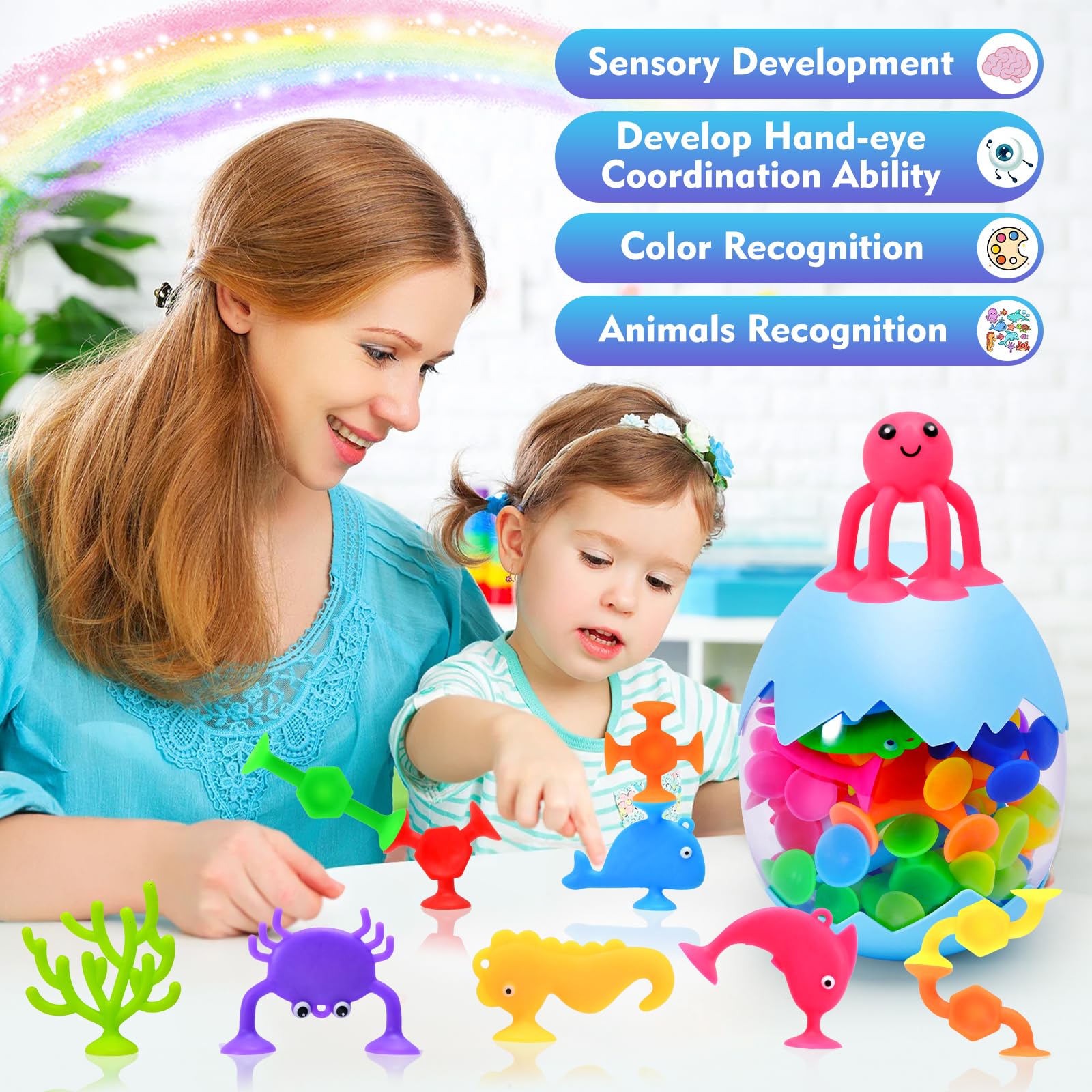 HYSZXUS Bath Toys - 27 PCS Suction Cup Toys Bathtub Toy Shower Toy for Kids Ages 4-8,Sensory Toys for 3 4 5 6 7 Year Old Boys Girls,Mold Free Bath Toy