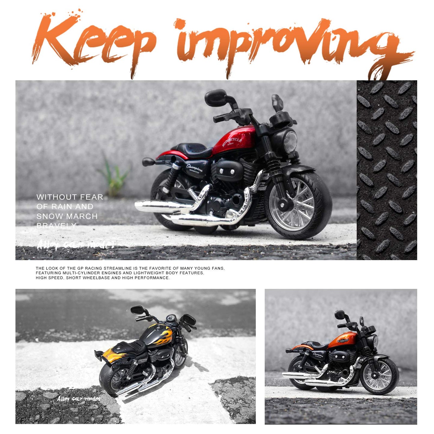 MING YING 66 Mini Toy Motorcycle - Pull Back Toy Cars with Sound and Light Toy,Toy Motorcycles for Toddlers,Motorcycle Toys for Boys Age 3-9 (Black)