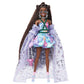Barbie Extra Fancy Fashion Doll & Accessories Dressed in a Teddy-Print Gown with Sheer Train, Plus Teddy Bear Pet