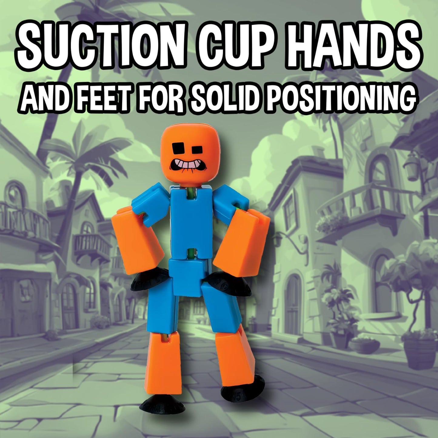Zing StikBot Crazy Faces 3-Pack - Exclusive Solid Colors | Posable Action Figures with Suction Cups for Stop-Motion Animation & Creative Play |