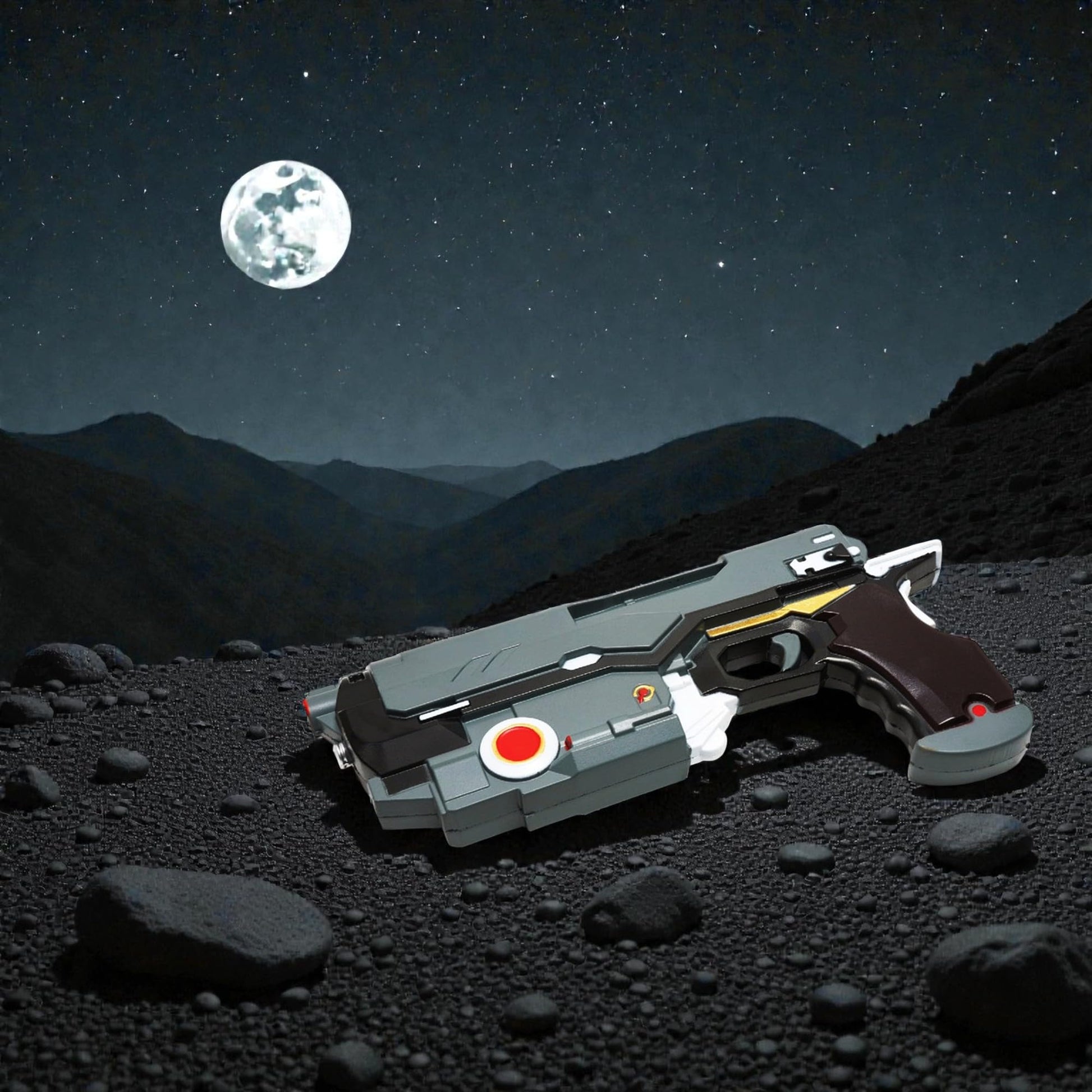12" Sci-Fi Corporate Security Sidearm - EMG-Inspired Foam Pistol Prop for Cosplay, Wasteland & Space-Themed Costumesn