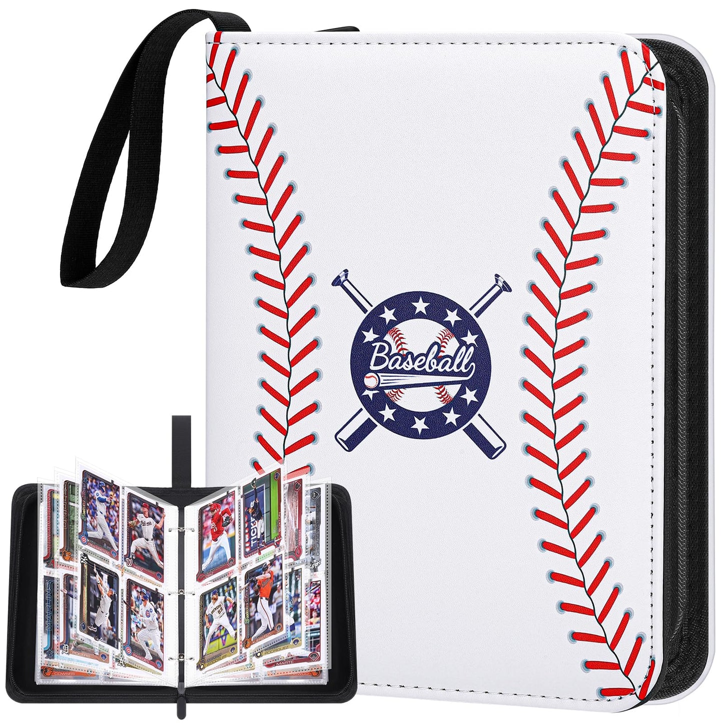 PORANDIA Baseball Card Binder 440 Pockets, Trading Card Album with Sleeves, Sports Card Binder with Card Display Design, Baseball Card Holder Album