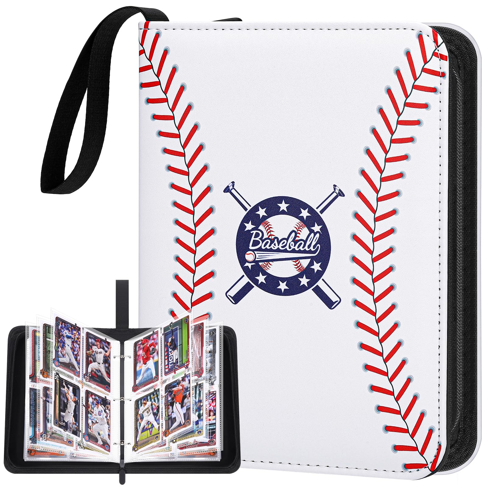 PORANDIA Baseball Card Binder 440 Pockets, Trading Card Album with Sleeves, Sports Card Binder with Card Display Design, Baseball Card Holder Album