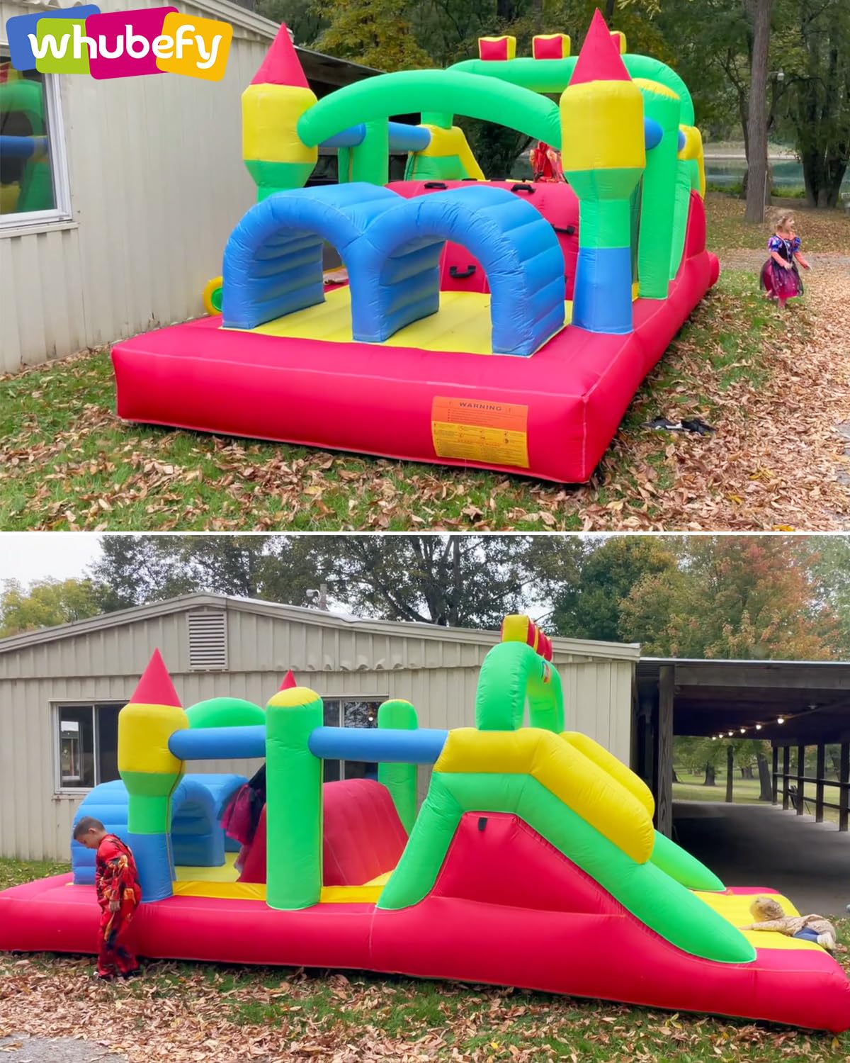 18 x 8.2 x 7.2FT Inflatable Obstacle Course Bounce House for Kids 3-12 with Blower, Large Blow up Bouncer Castle w/Dual Tunnels, Wide Slide, Climbing