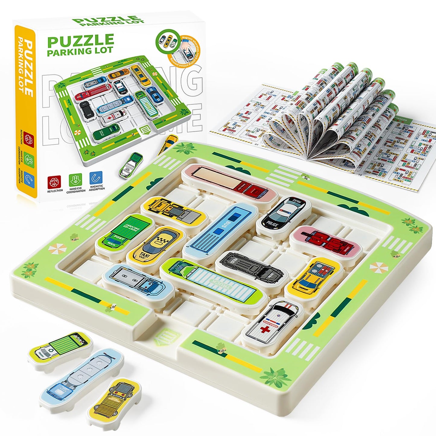 NUBLIXIP Parking Puzzler Magnetic Travel Game - 360 Traffic Jam Logic Challenges, Brain Teaser Toy for Kids Ages 3+, Parent-Child Problem Solving Car