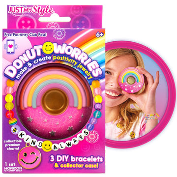 Donut Worries Make & Create Positivity Jewelry, 2-in-1 Collectible Bead Kits, Meaningful Jewelry For Teen Girls, Make Your Own Jewelry Kit & DIY