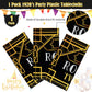 Roaring 1920s Party Plastic Tablecloths - Black & Gold Speakeasy Vintage Flapper Wedding Party Supplies (1 Pack Disposable Table Cover)