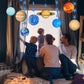 Solar System Decoration Banner, Eight Planet Garland with Blue Shimmer Star