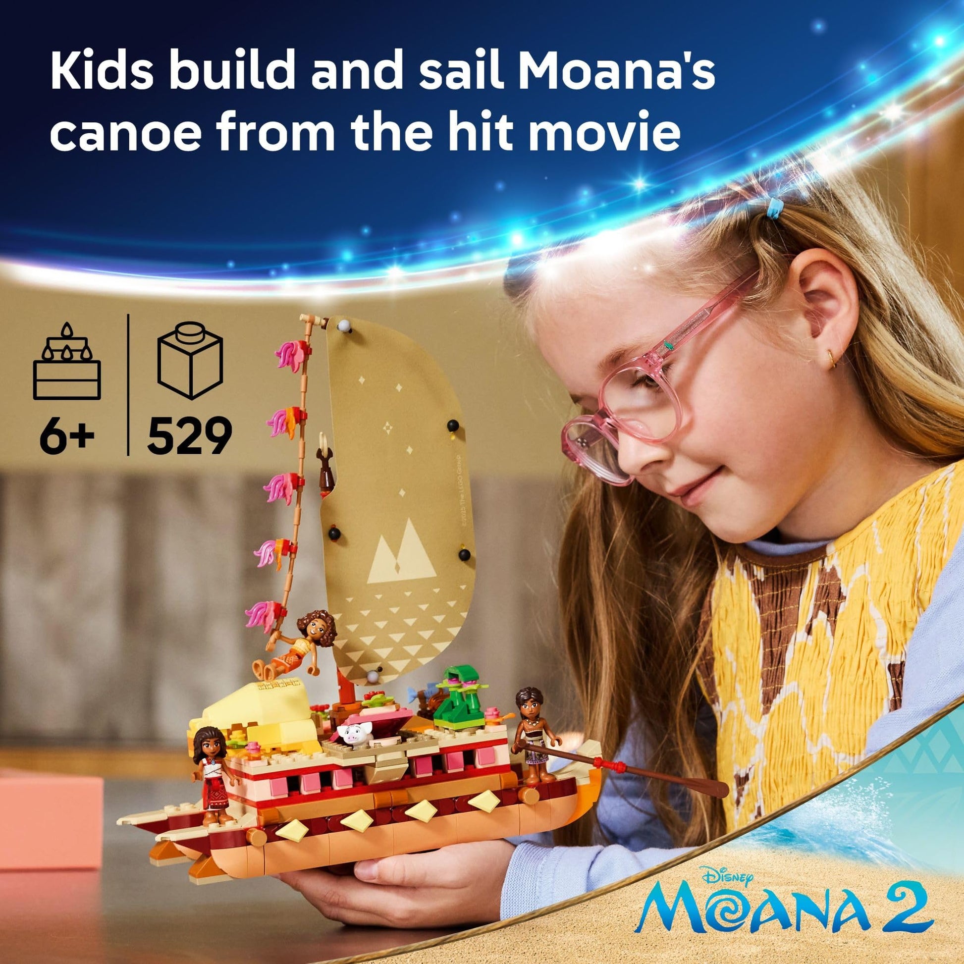 LEGO Disney Moana's Adventure Canoe Building Toy Set - Pretend Play Toy Boat for Kids, Girls & Boys, Ages 6+ - Disney Gift Idea for Fans of Moana