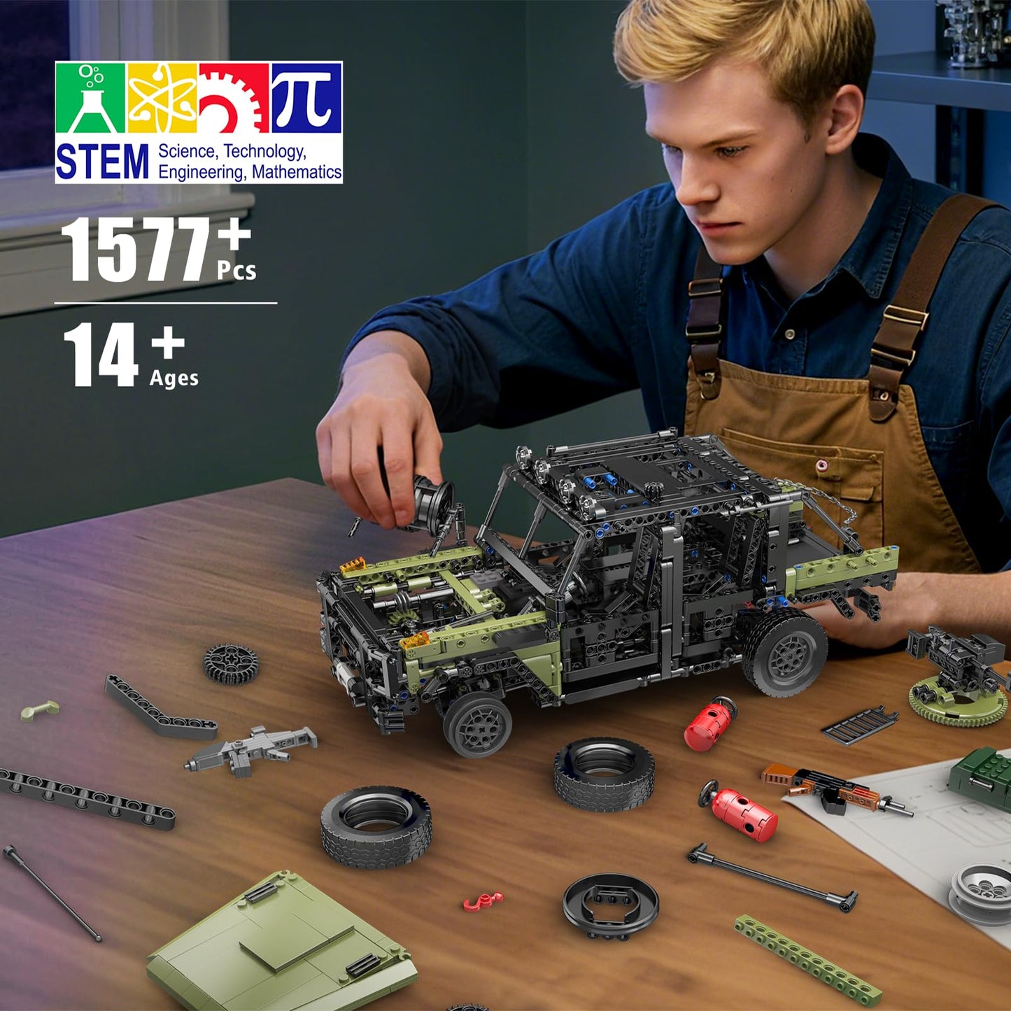 Mould King 20042 Military Off-Road Vehicle Building Set, App & Remote Control Off-Road Car Building Blocks Set, Collectible Military Truck Model Kit