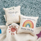 Primitives by Kathy Tooth Fairy Pillow, 5x5-Inch Cotton Linen Keepsake with Back Storage Pocket, Embroidered Bright Rainbow Design
