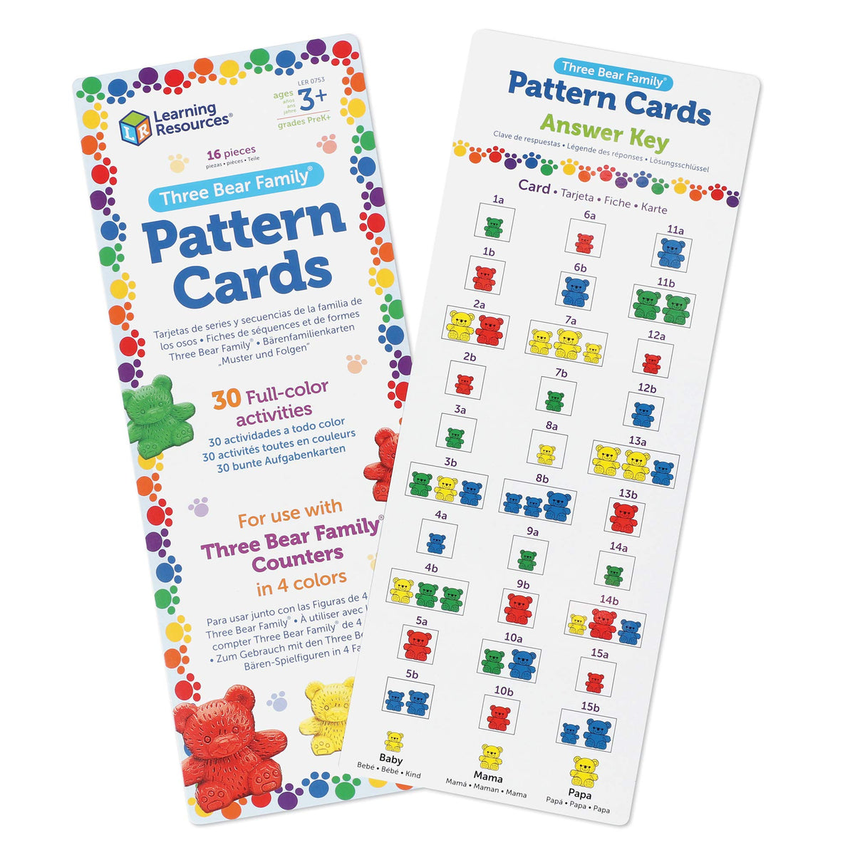 Learning Resources Three Bear Family Pattern Cards