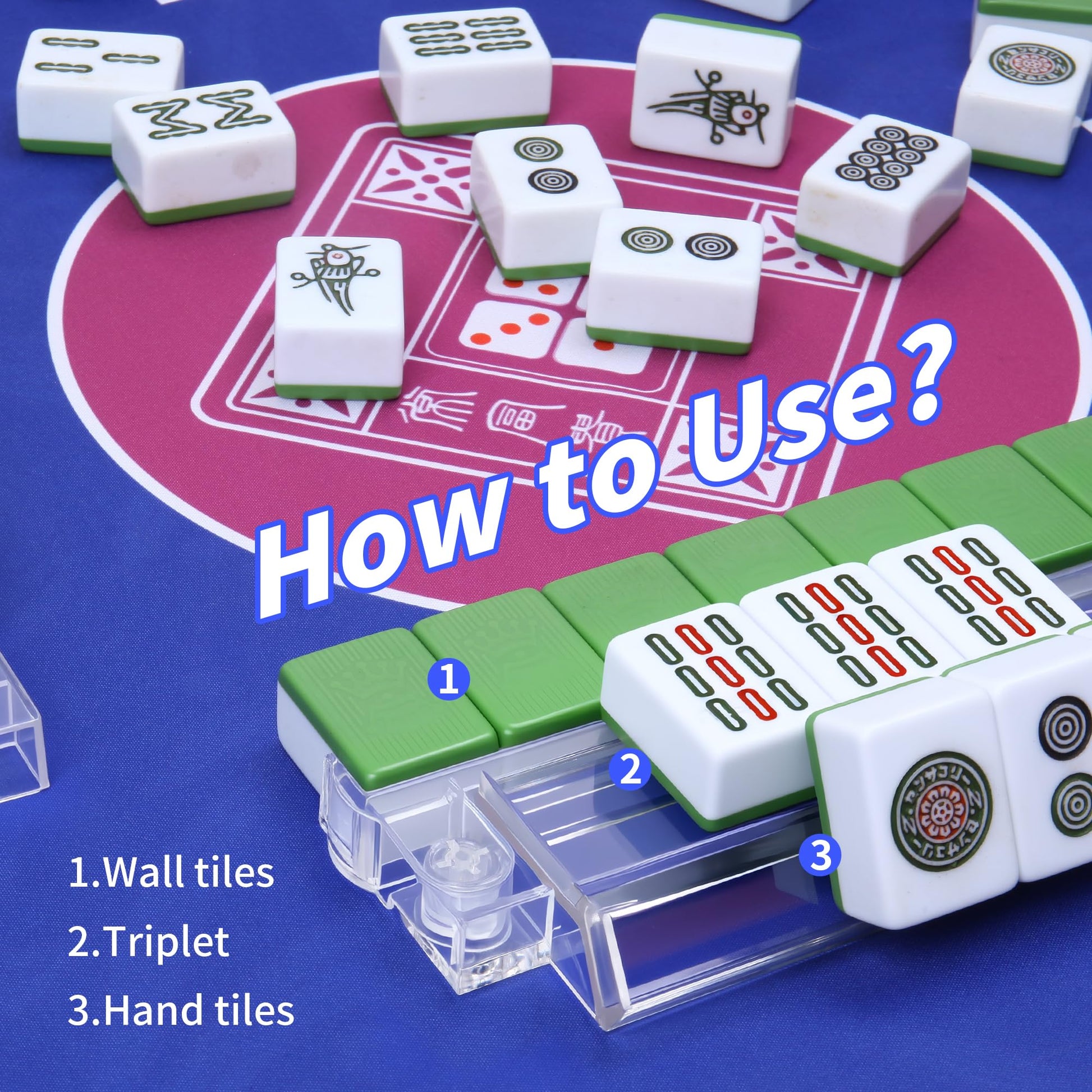 czzwak Mahjong Rack with Pushers, 4-Piece Premium Acrylic Mahjong Racks with Built-in Pushers & Rotating Bases - Crystal-Clear Set for Easy Play