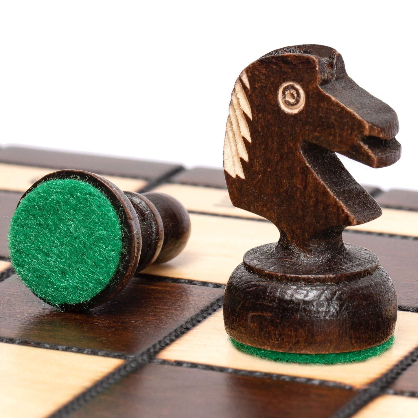 Husaria European International Chess Wooden Game Set, King's Classic - 13.8 Inches Medium Size Chess Set with Handcrafted Chessmen and Felted Folding