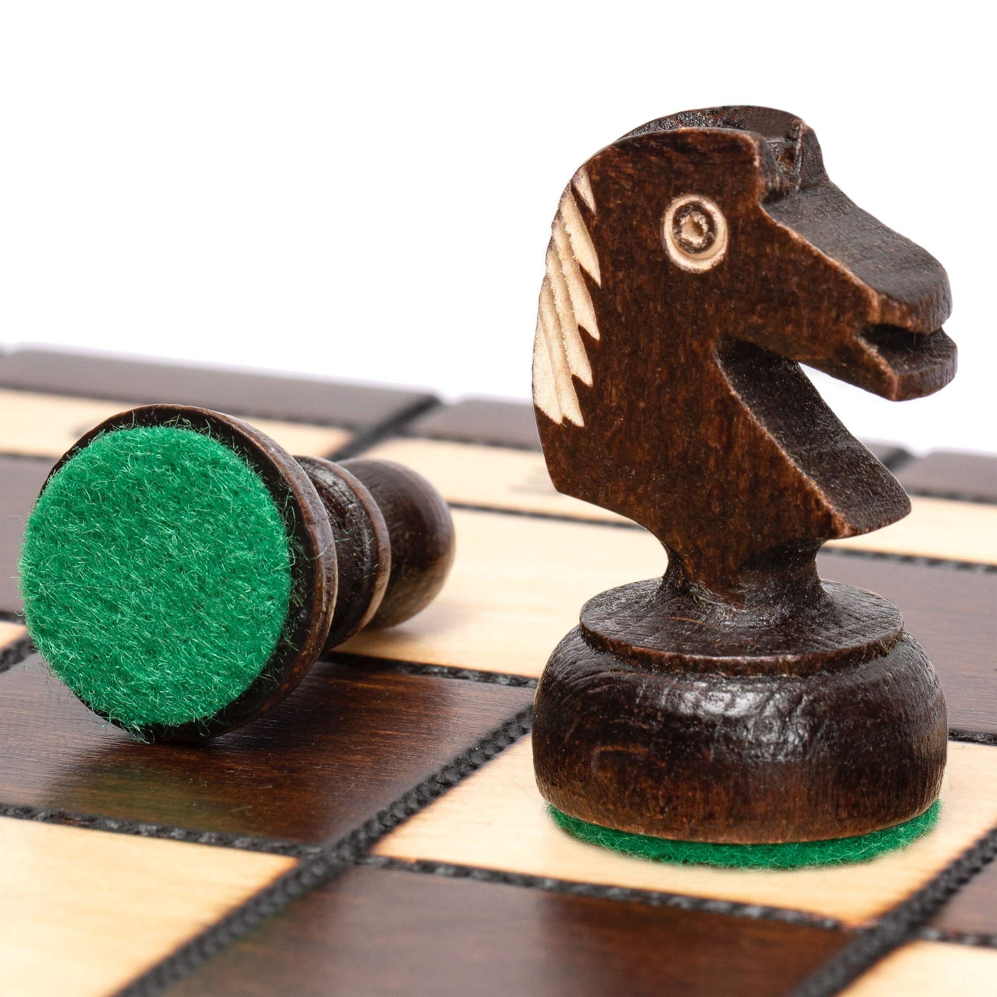 Husaria European International Chess Wooden Game Set, King's Classic - 13.8 Inches Medium Size Chess Set with Handcrafted Chessmen and Felted Folding