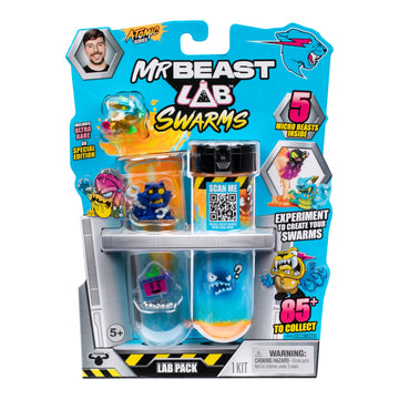 MrBeast Lab Swarms Series 2 Atomic Lab 5 Pack - Collectible Micro Beasts, Add Water & Shake Test Tube to Reveal 2 of 5 Surprise 1" Figures, 85