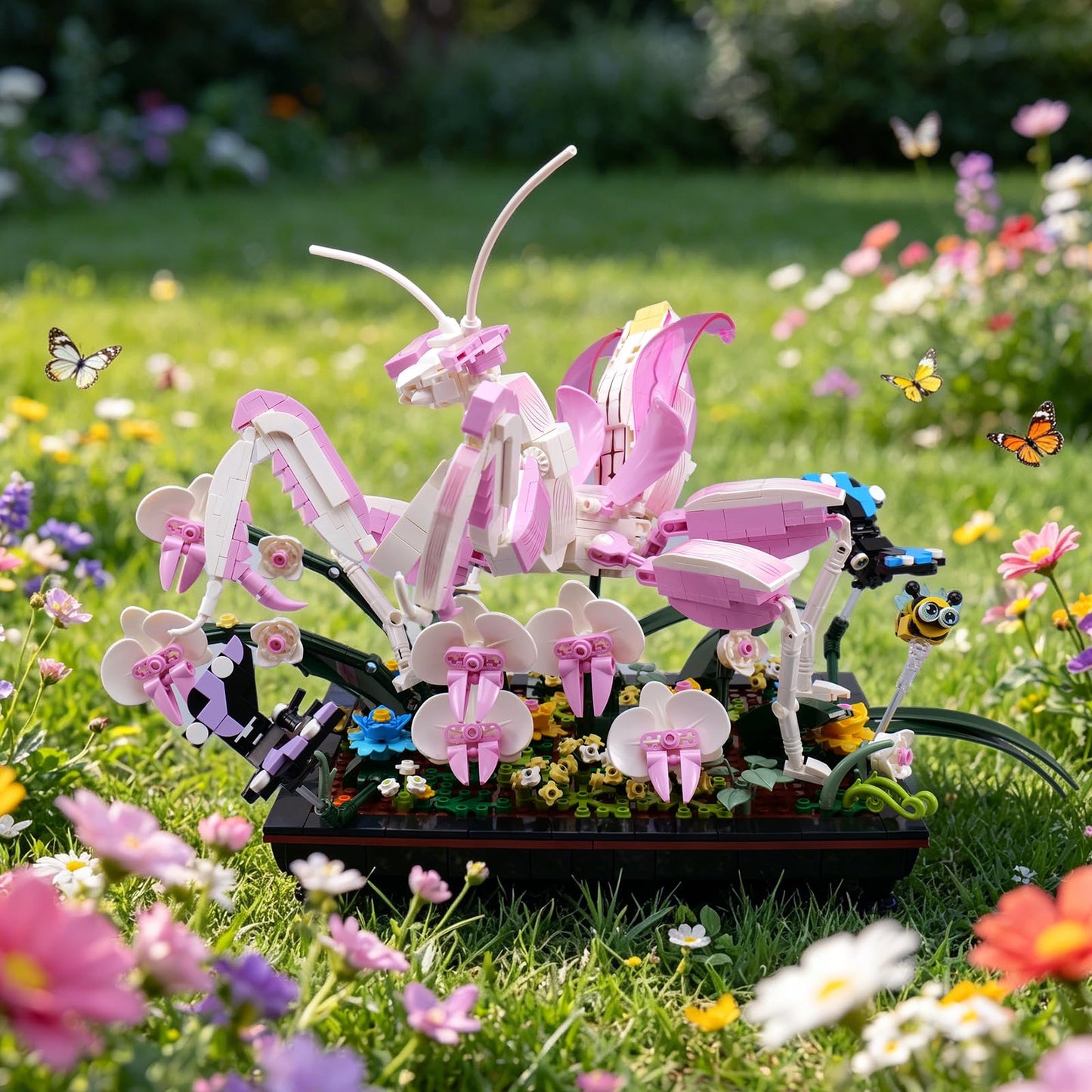 GXJTYYBS Orchid Praying Mantis Flowers Bonsai Building Set, MOC Insects Nature Inspired STEM Kit for Adults, Stunning Desk Decor for Home/Office,