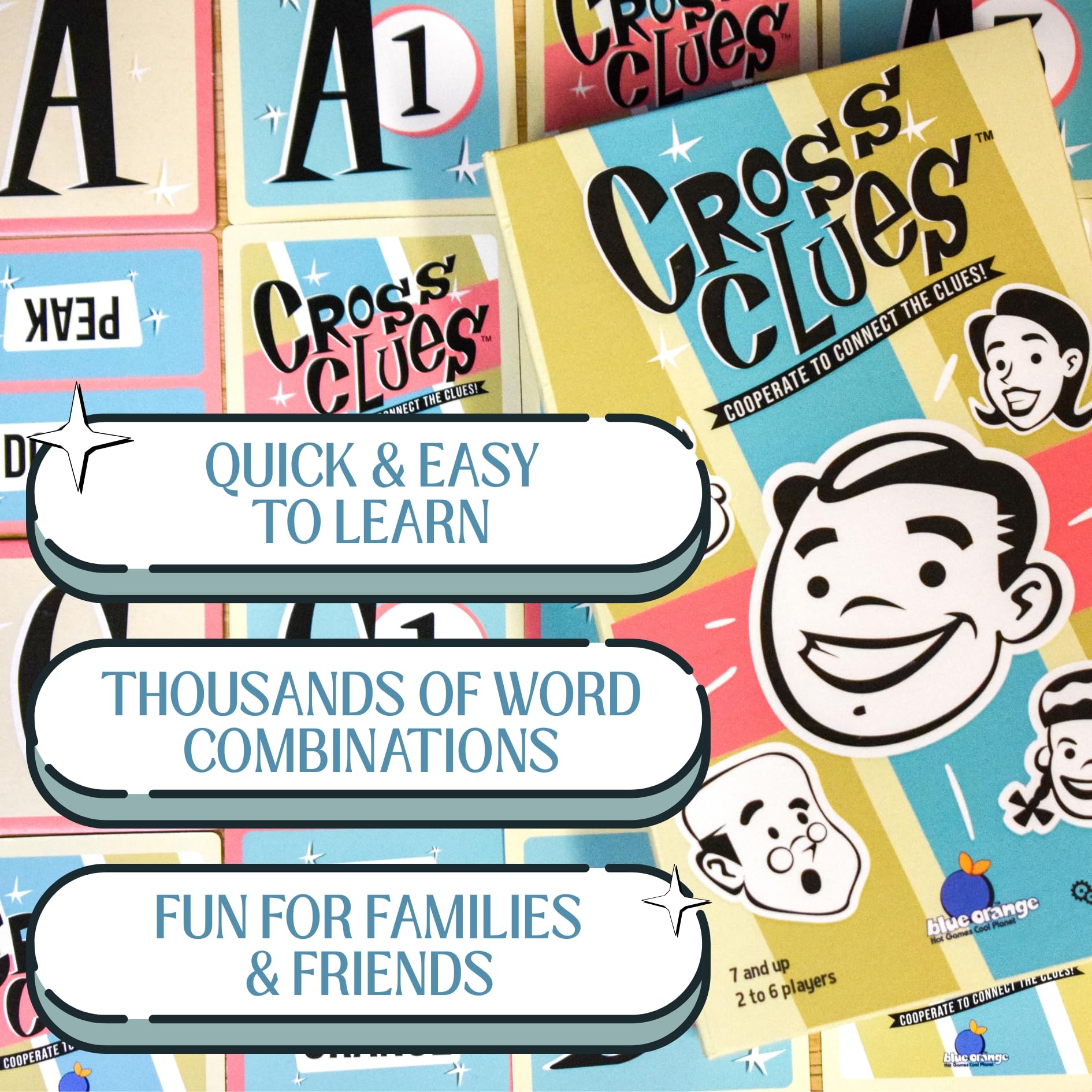 Blue Orange Games Cross Clues- New Cooperative Family Party Game for 2 to 6 Players. Recommended for Ages 7 and up