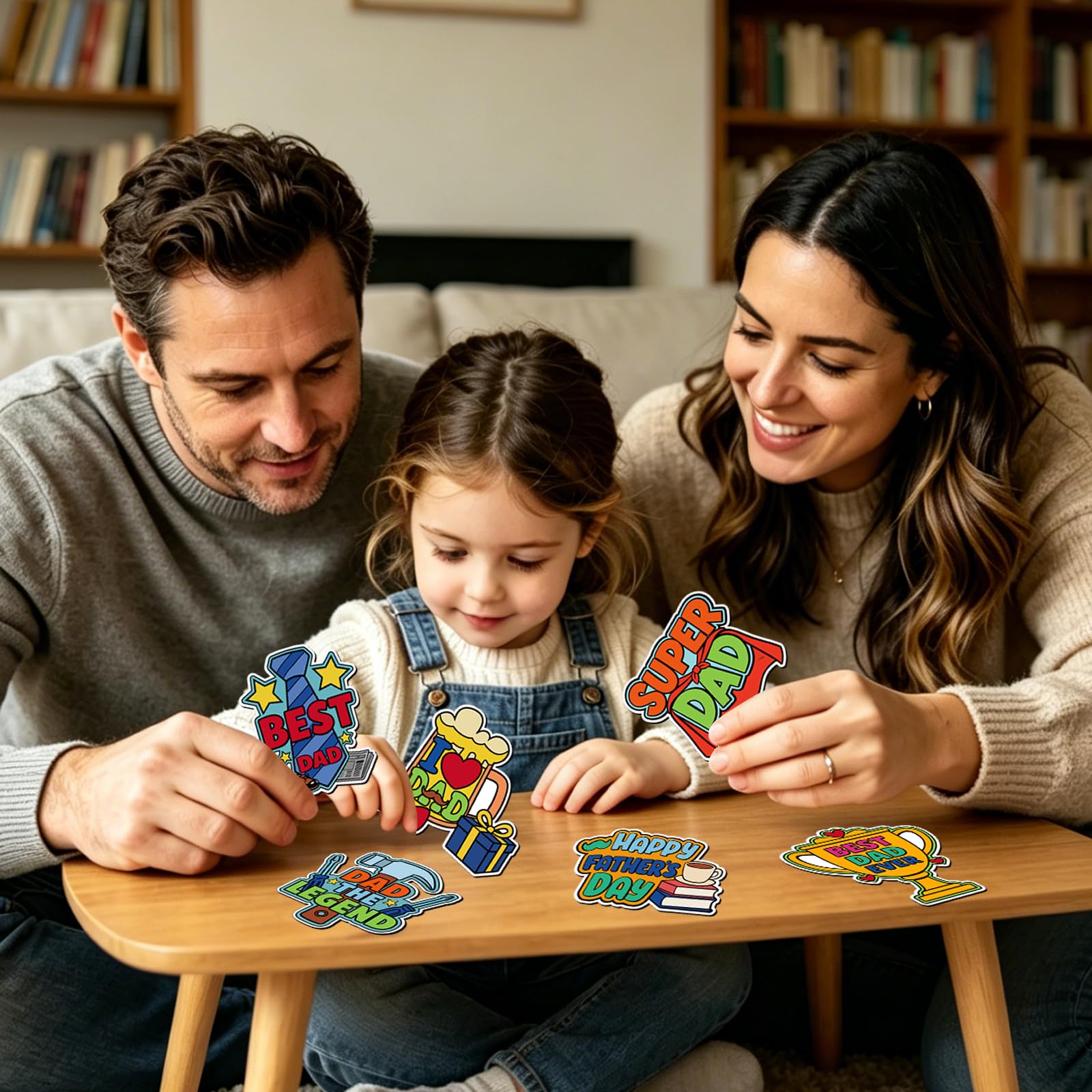 HABDJILTY 36 Set Father's Day Magnets Craft for Kids,Make Your Own Father's Gifts DIY Coloring Magnets Best Dad Crafts Kit for Happy Fathers Day Dad's