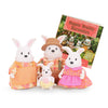 Li'l Woodzeez - Hoppingoods Rabbit Family - Set of 4 Collectible Posable Bunny Figures with Storybook - Pretend Play Doll Figures for Imaginative Play