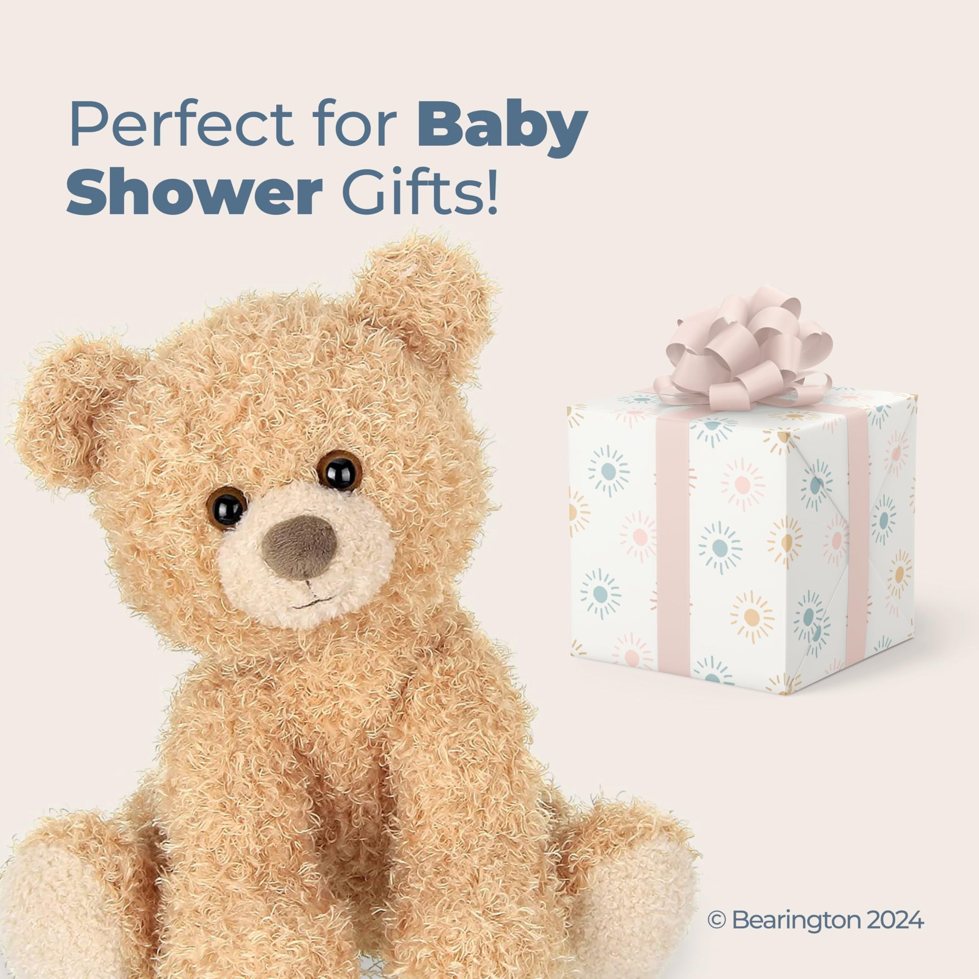 Bearington Curlie Teddy Bear Stuffed Animal - 10.5" Cuddly Plush Bear with Curly Fur and Weighted Bottom for Easy Display - Ultra Soft Stuffed Animals