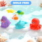 JOYIN 6 Pcs Sea Animal Bath Toys, Sealed & No-Hole & Mold Free Bathtub Toys for Kids, Non-Toxic & Soft Water Vehicles Toys, Squeezable & Float on