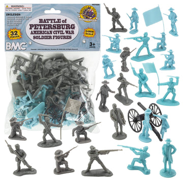 BMC Civil War Plastic Army Men - 32pc Battle of Petersburg Soldier Figures