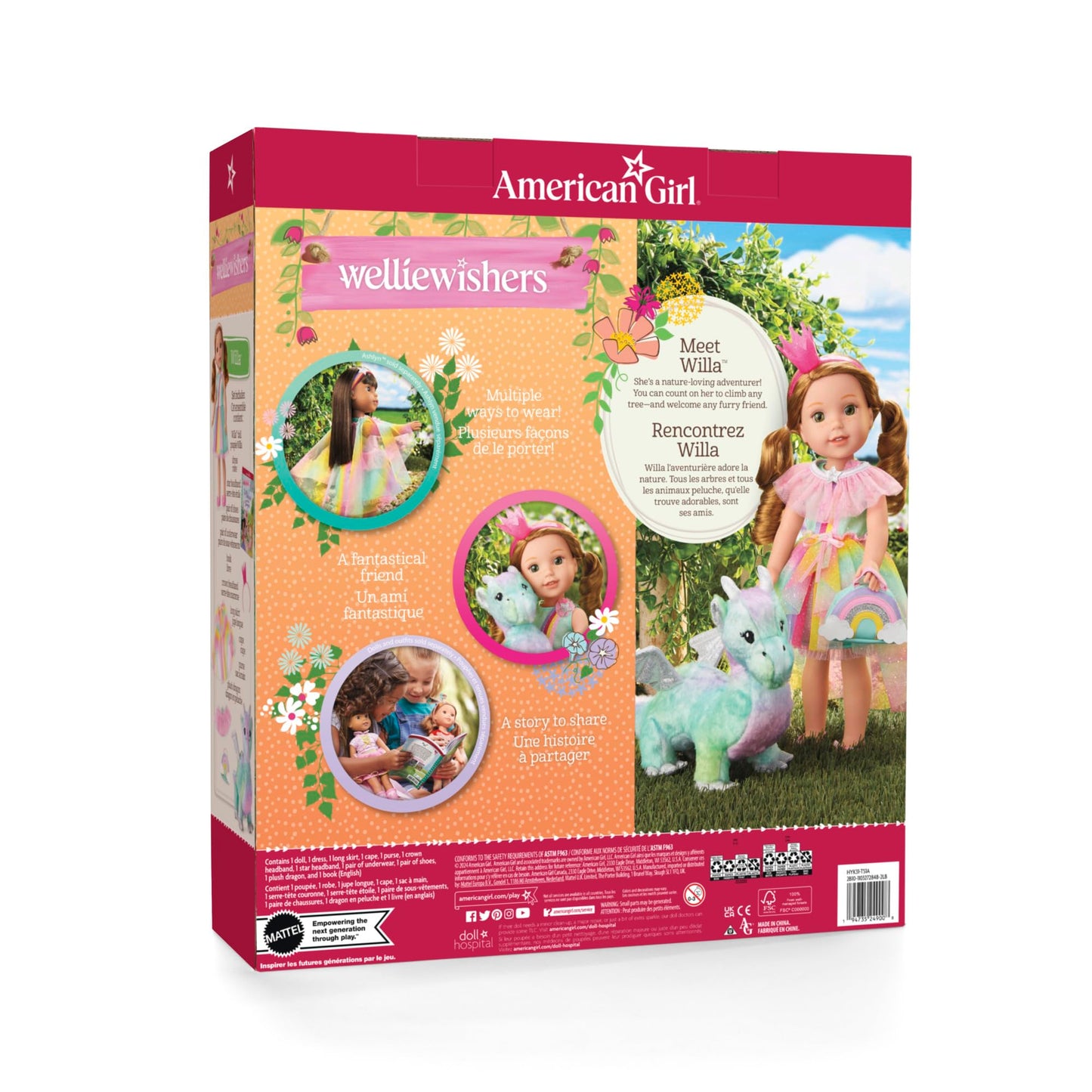 American Girl WellieWishers 14.5-inch Willa Doll Playset with Crisella the Dragon, Doll Dress and Accessories, and Storybook, for Ages 4+ (Amazon
