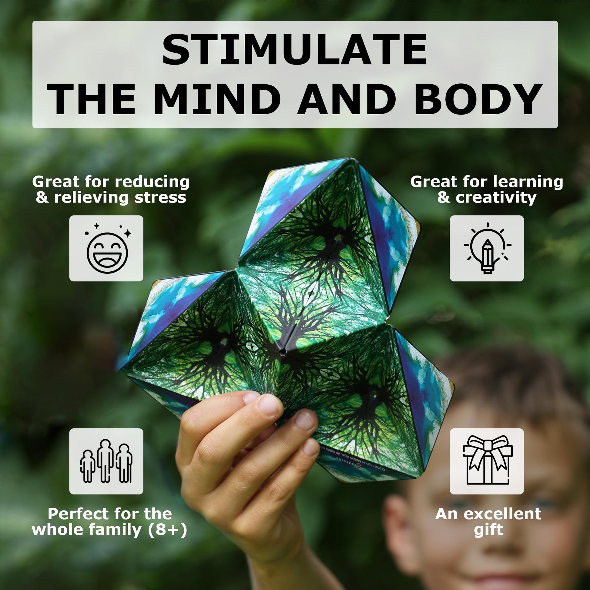 Shashibo Shape Shifting Box - Award-Winning, Patented Fidget Cube w/ 36 Rare Earth Magnets - Transforms Into Over 70 Shapes, Gift Box, Download Fun in