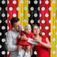 Red Black Yellow Foil Fringe Curtains Birthday Decorations, 2 Pack 3.2x6.6ft Mouse Color Tinsel Streamers Backdrop Baby Shower Cartoon Mouse Birthday
