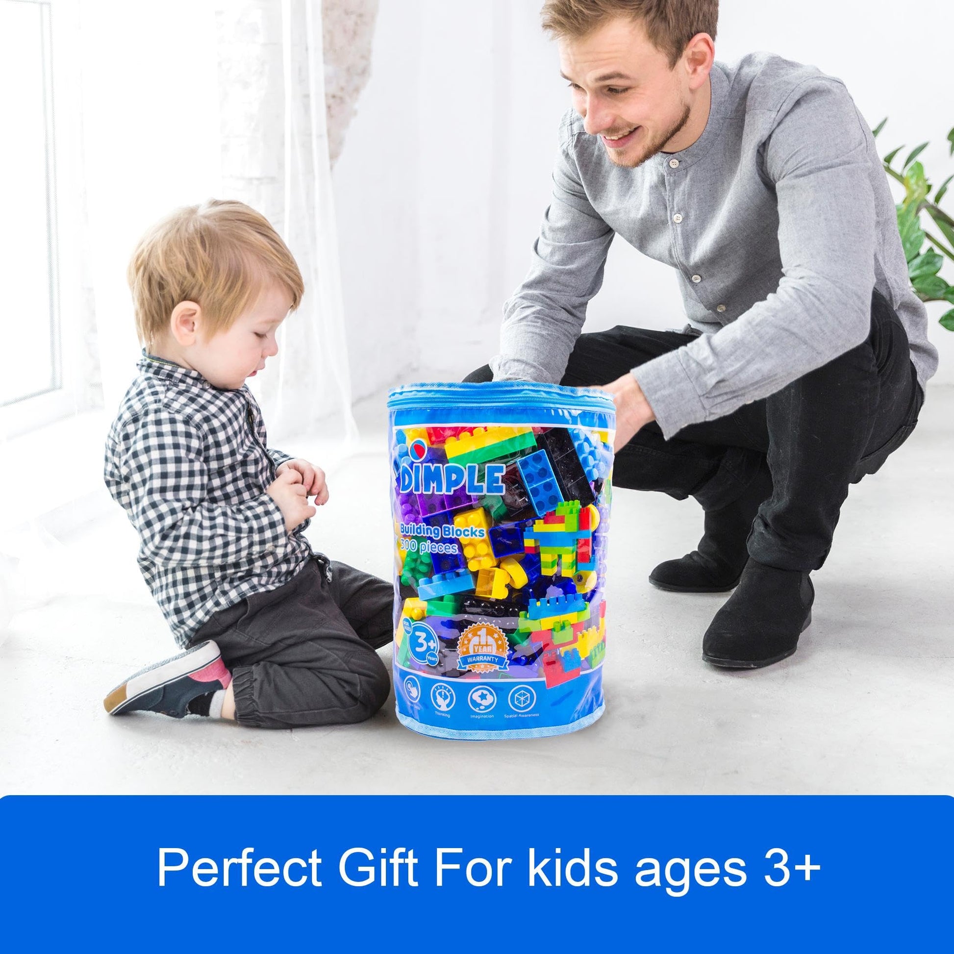 Dimple Building Blocks for Toddler (300 Pcs) Stacking Toys & Puzzle Games for Learning and STEM Fun Montessori Toys, Educational Baby Blocks Age 3+