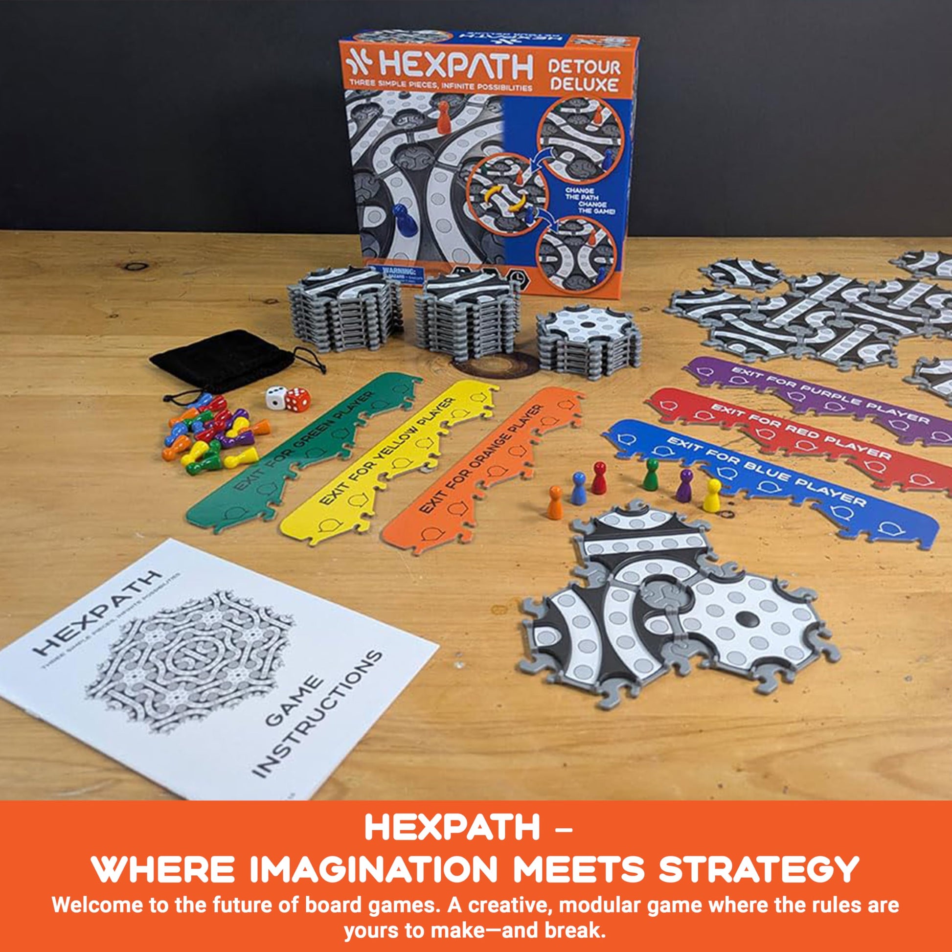 HexPath 7-in-1 Modular Strategy Board Game (1-6 Players) | 7+ Years | 15 min Playtime | Perfect Board Game for a Family Game Night | Best for Kids
