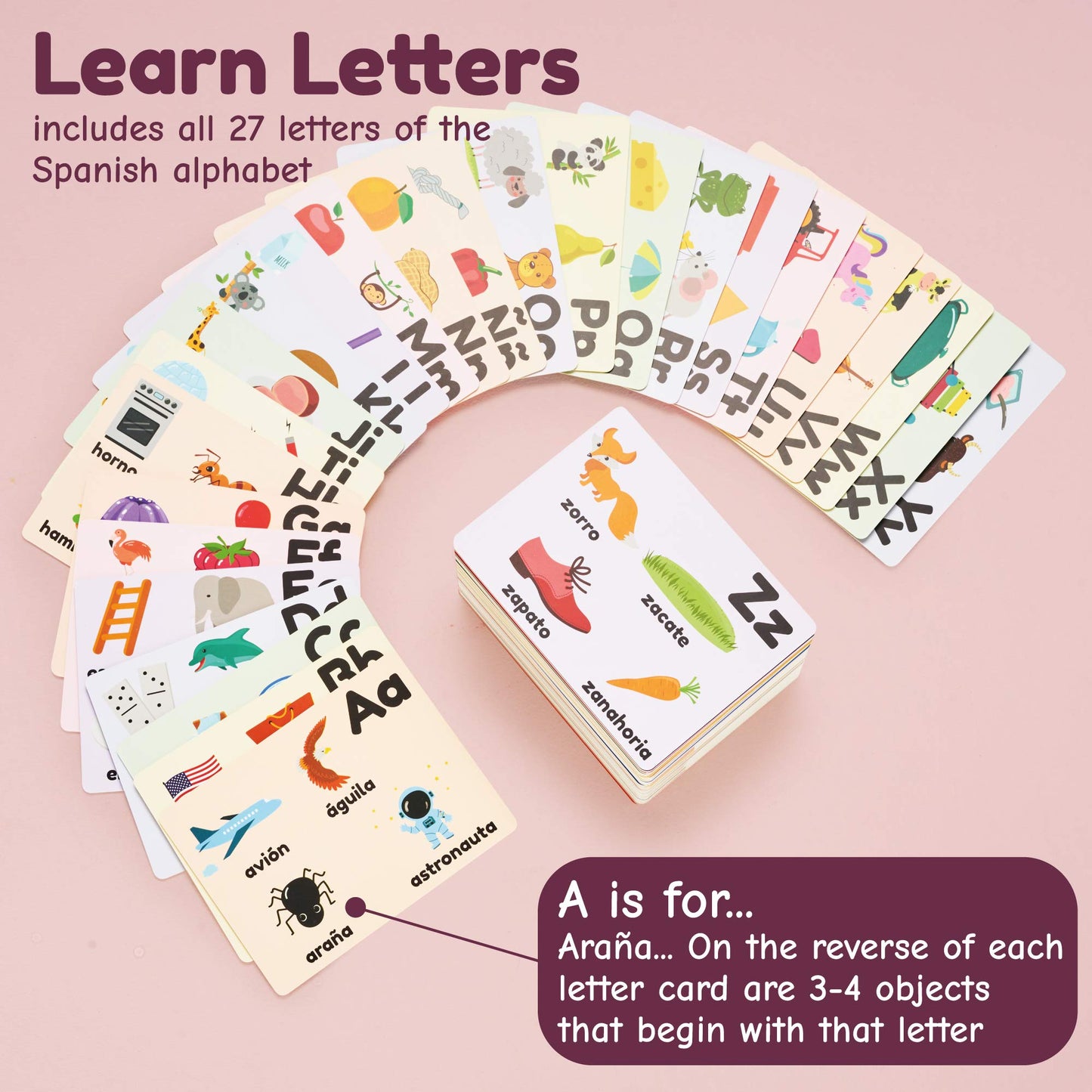 Spanish Flash Cards for Kids and Toddlers - 101 Cards - 202 Sides - Learn Shapes, Numbers, Colors, Body Parts, Counting, Letters & More - Great Value