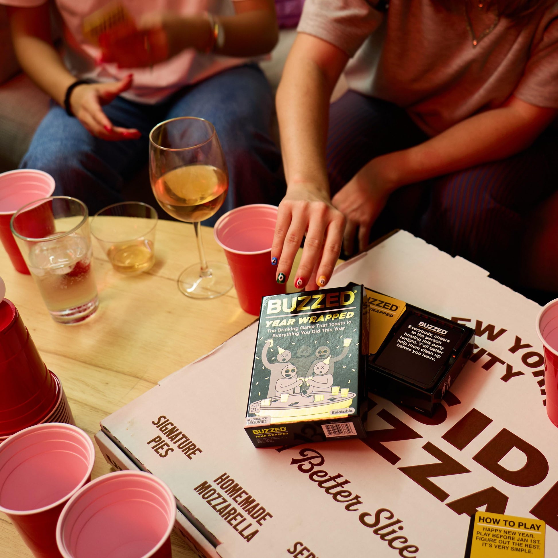Buzzed Year Wrapped by Relatable - New Years Drinking Games That Elevate Your Holiday Party, Humorous and Conversational Games for Adults That Create