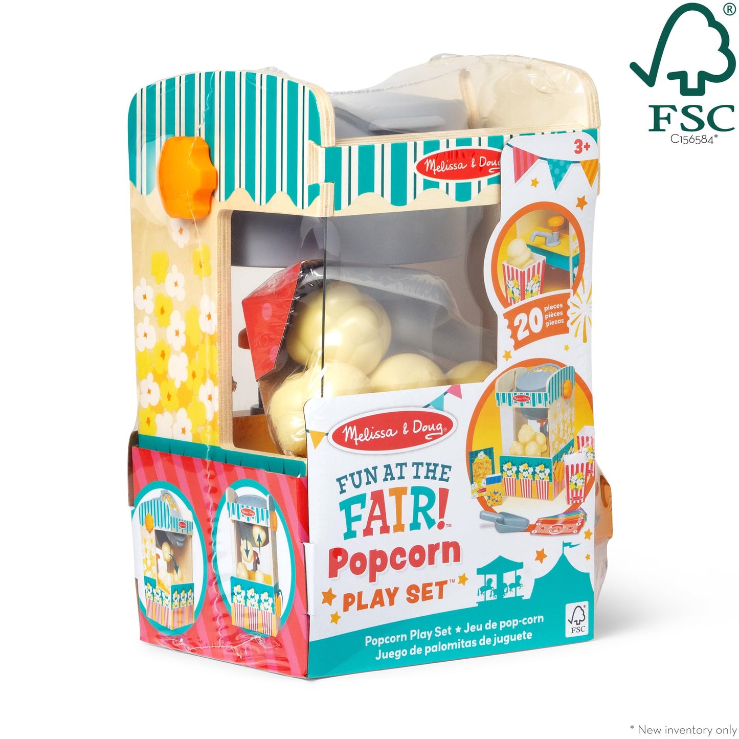 Melissa & Doug Fun at The Fair! Wooden Popcorn Popping Play Food Set - FSC Certified