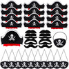 CHRIMISS Pirate Hat Set with Pirate Eye Patch, Mustache, Temporary Tattoos, 48PCs for Kid Birthday, Halloween Costume Accessories, Party Favors