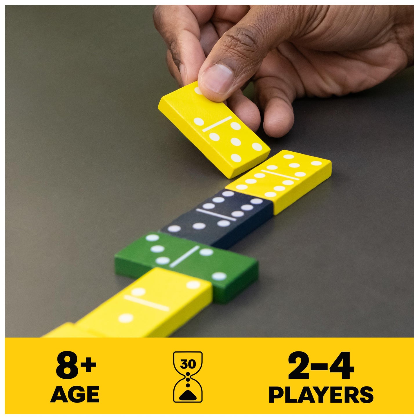 Mindful Classics, Double-Six Wood Dominoes Set Sustainable Classic Games with Wood Storage Case, for Adults and Kids Ages 8 and up