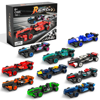 KOJAYHOL F1 Racing Car Building Block, F1 Speed Champions Toy,732 Pcs Model Car Kit, 10 Pack-Building Sets for Kids, Boys & Girls, Adults, Home Decor