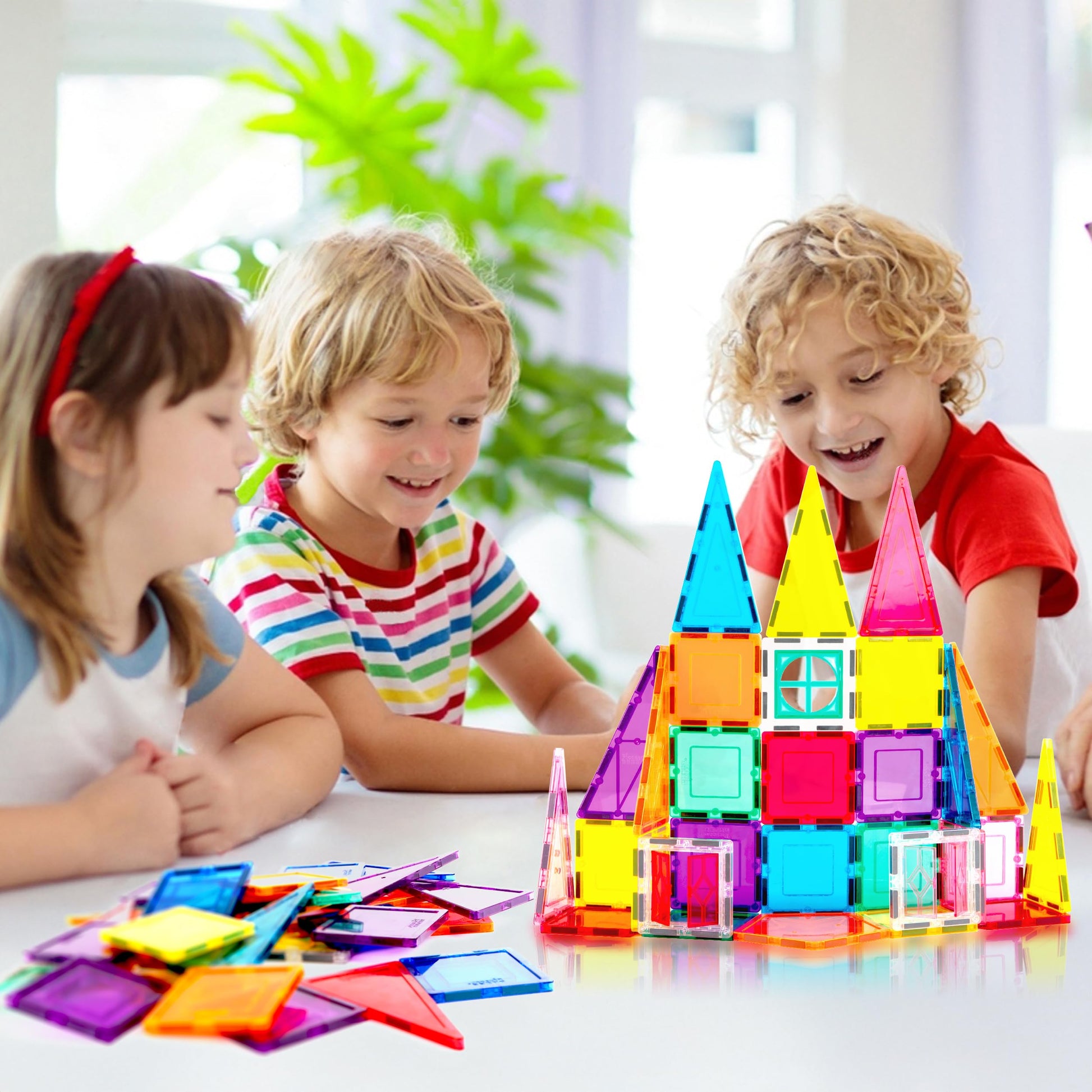 PicassoTiles Magnetic Tiles Rocket Set Construction Toy Magnet Building Block Engineering STEM Learning Child Brain Development Stacking Kit Window